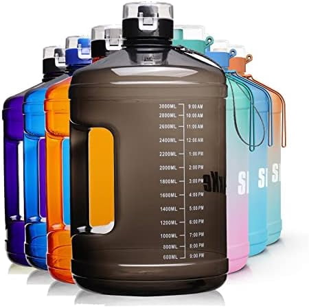 WLIKKS Gallon Big Water Bottle with Handle, 128oz Leakproof BPA Free Fitness Sports Water Bottle with Motivational Time Marker & Wide Mouth Ensure You Drink More Water