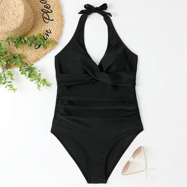 Traje de baño sexy de una pieza para mujer Traje de baño de dama con cordones Halter sin espalda de verano JShteea El nuevo