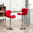thumbnail image 2 of Red Velvet Upholstered Swivel and Height-Adjustable Barstools / Suitable for Outdoor Bars in Summer, 2 of 6