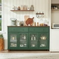 thumbnail image 3 of Joaxswe 59'' W Kitchen Buffet Storage Cabinet with Adjustable Shelves, 4-Doors 2-Drawers Sideboard Storage Cabinet with Glass Doors, Green, 3 of 8