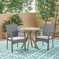 thumbnail image 2 of Duke Outdoor 3 Piece Acacia Wood and Wicker Bistro Set with Cushions, Gray, Gray, 2 of 7