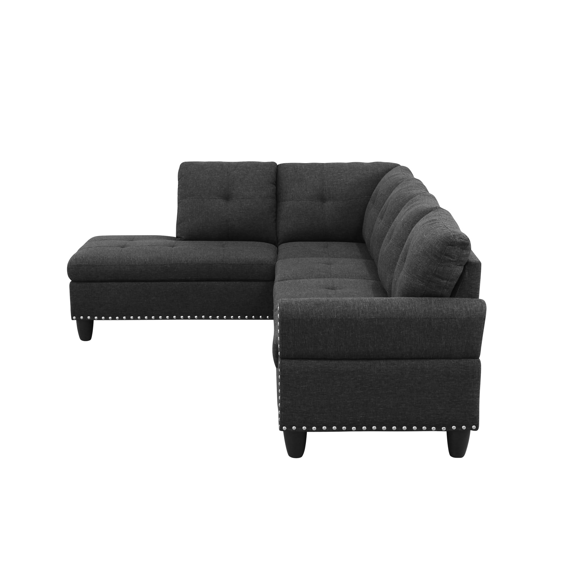 Howcool 98" Sectional Sofa, L-Shaped Couch with Left-Facing Chaise, Linen Fabric Modular Sectional Sofa for Living Room, Apartment & Small Space, Black