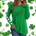 thumbnail image 2 of Erwazi Women's St Patrick's Day T-Shirt Green Long Sleeve Crewneck Shamrock Tees Tops, 2 of 7