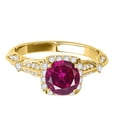 thumbnail image 2 of Mauli Jewels Rings for Women 1.15 Carat Diamond And Created Ruby Ring 4-prong 14k Yellow Gold, 2 of 6