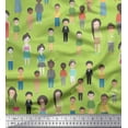 thumbnail image 1 of Soimoi Green Georgette Viscose Fabric Crowd Theme Human Figure Print Fabric by the Yard 42 Inch Wide, 1 of 1
