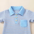 thumbnail image 5 of Sopiago Baby Boy Polo Romper Short Sleeve Stripe Print Baby Boy Bodysuit Jumpsuit Collared Onesies One-Piece Outfit (Blue,18-24 Months), 5 of 7