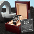 thumbnail image 5 of To My Son I Wish You The Strength Men's Openwork Watch With Mahogany Box, 5 of 7