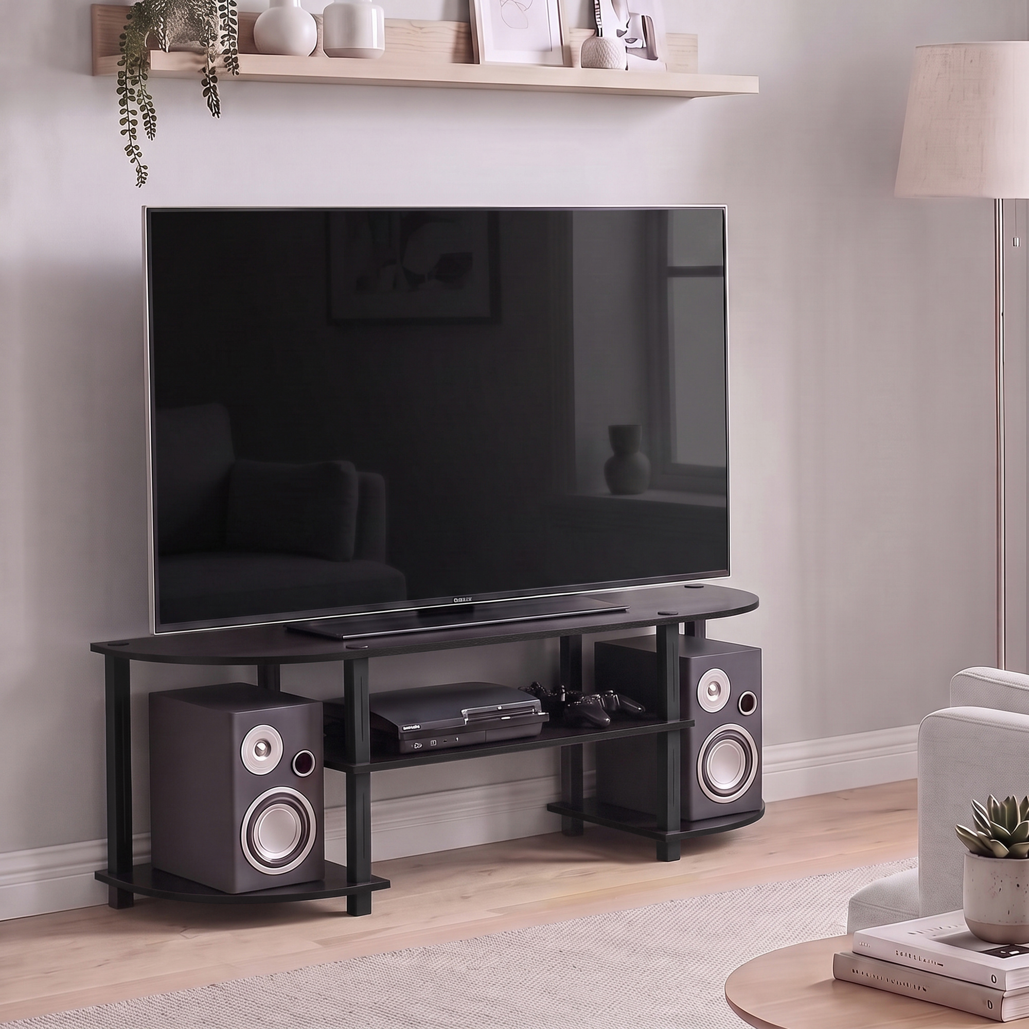 Furinno Turn-N-Tube Wide TV Entertainment Center, Dark Walnut photo 7