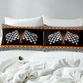 thumbnail image 3 of Erosebridal Racing Flag Comforter Cover Queen, Checkered Duvet Cover Queen, Neon Geometry Decor, Reversible 3-Piece（No Comforter）, 3 of 7