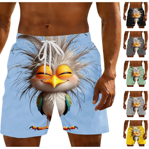 YOIAVAIOY Boys Summer Swim Trunks Cute Animal Print Drawstring Waist Beach Shorts Casual Homewear Pants Green M