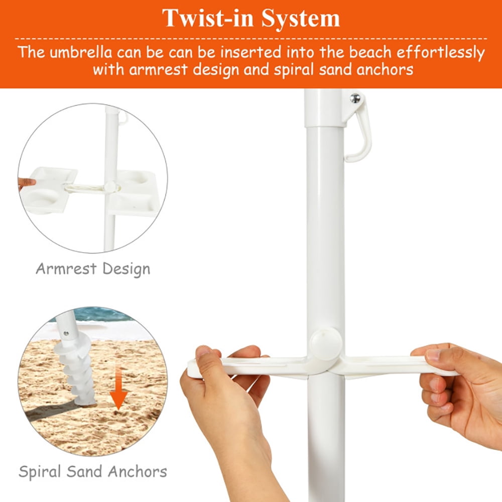 Aimee Lii 7.2 Feet Portable Outdoor Beach Umbrella with Sand Anchor and Tilt Mechanism, Sunbrella Patio Umbrellas, Multicolor Aimee Lii 7.2 Feet Portable Outdoor Beach Umbrella with Sand Anchor and Tilt Mechanism, Sunbrella Patio Umbrellas, Multicolor