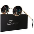 thumbnail image 4 of Sunier Round Sunglasses Retro 70s Polarized Hippie Lennon Metal Frame Men Women, 4 of 8