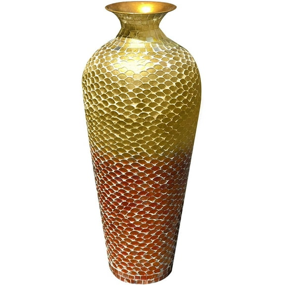 DecorShore Bella Palacio Collection 20x6" Homedecor Geometric Pattern Metal Floor Vase
