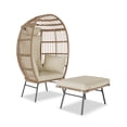 thumbnail image 1 of Silla huevo extragrande de mimbre para exterior - Sillón lounge con otomana y cojín grueso - Estructura de acero duradera, 1 of 7