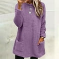 thumbnail image 5 of BODOAO Women's Fuzzy Hoodies Pullover Sport Sweatshirts Cozy Oversized with Pockets Athletic Fleece Sweatshirt Womens Winter Coat Loose Wool Jacket Long Sleeved Jumper with Pockets Purple 3Xl, 5 of 6