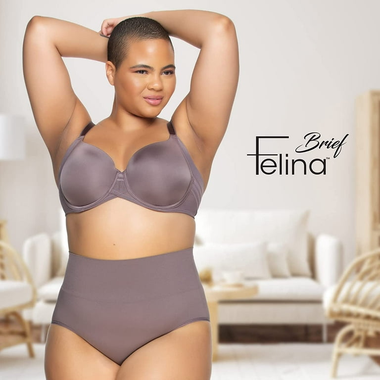 Felina Women's Seamless Shapewear Brief  Panty Tummy Control (Black,  Large) 