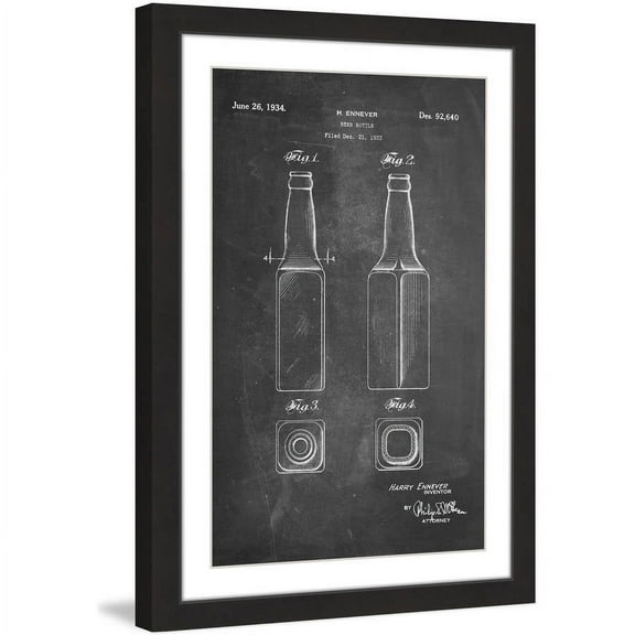"Beer Bottle 1933 Chalk" Framed Painting Print