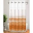 thumbnail image 2 of No Hook Shower Curtains, Orange White Ombre Stall Bathroom Curtain with Snap in Liner, Farmhouse Retro Simple Striped Art Waterproof Washable Fabric Bathroom Shower Curtain Sets, 54" x 78", 2 of 7