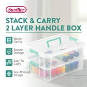 Sterilite Stack and Carry 2 Layer Handle Box - Stackable Storage Bins - 4 Pack
