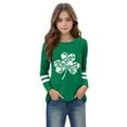 thumbnail image 4 of Kilaqueen St Patricks Day Kids Shirt Long Sleeve Crew Neck Shamrock Print Pullover Tops Casual Trendy Festival Vacation Tees 3-14Y, 4 of 5