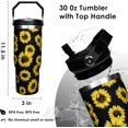 thumbnail image 3 of 30 oz Sunflower Flip Straw Tumbler with Top Handle for Sunflower Lover Resuable Vacuum Insulated Flip Top Water bottle for Home Office Car Sunflower, 3 of 6