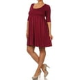 thumbnail image 3 of Women's Plus Size Babydoll Tunic Top Dress 3/4 Sleeves Scoop Neck, 3 of 5