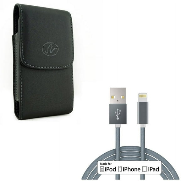 Certified 10ft MFi USB Cable w Holster Leather Case Belt Clip K1A for iPhone XS Max XR 8 PLUS 7 Plus 6S Plus 11 Pro Max 6 Plus