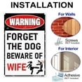 thumbnail image 3 of Man Cave Signs - 12 × 8 Inch Funny Metal Signage with "WARNING - FORGET THE DOG BEWARE OF WIFE" - Vintage Tin Signs for Man Cave Garage Pub Home Bar Décor Gifts, 3 of 5