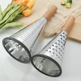 thumbnail image 4 of ZNNT Stainless Steel Cone Cheese Grater with Wood Handle 3 Sided Vegetable Shredder for Grating Cheese Chocolate Vegetables Kitchen Shredder for Parmesan Ginger Nuts _Clearance Cheese Grater, 4 of 8