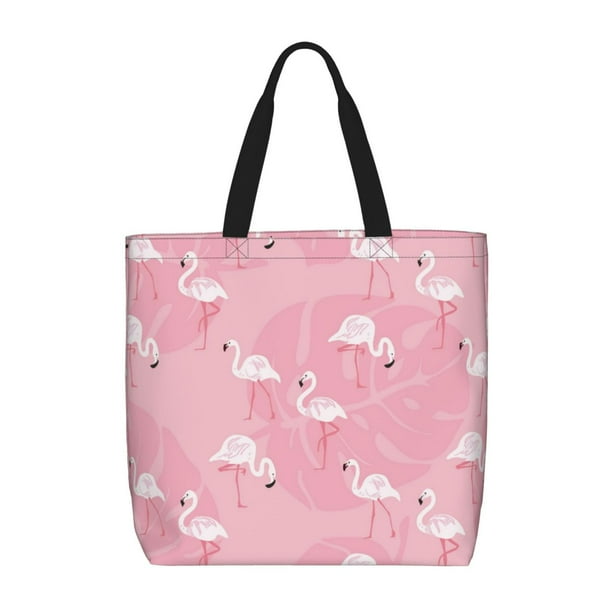 Balery Pink Flamingos and Flowers Bolsa de Mano para Mujeres con Cremallera, Bolsa de Gimnasio con Compartimentos, Bolsa para Laptop, Bolsa para Trabajo