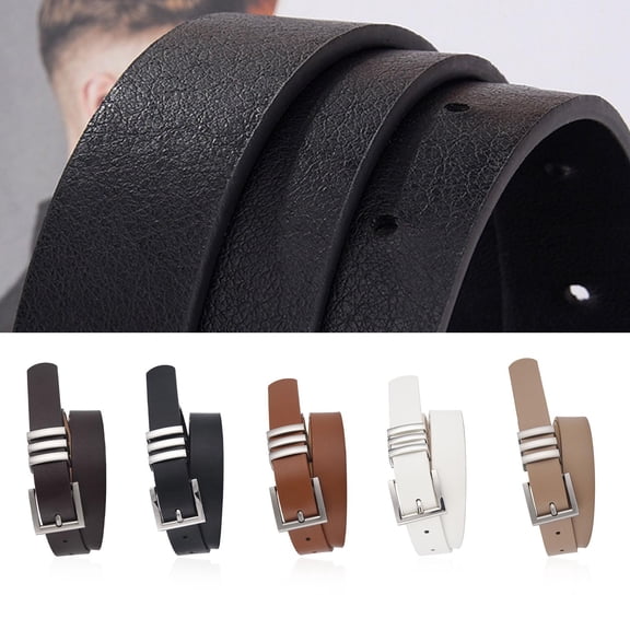 WHEANG Wide Leather Belts for Women Men PU Leather Belt with Silver Metal Buckle Premium Versatile Jean Waist Belt for Work Daily Casual Classic Fashion Belt Men(Color White One Size)