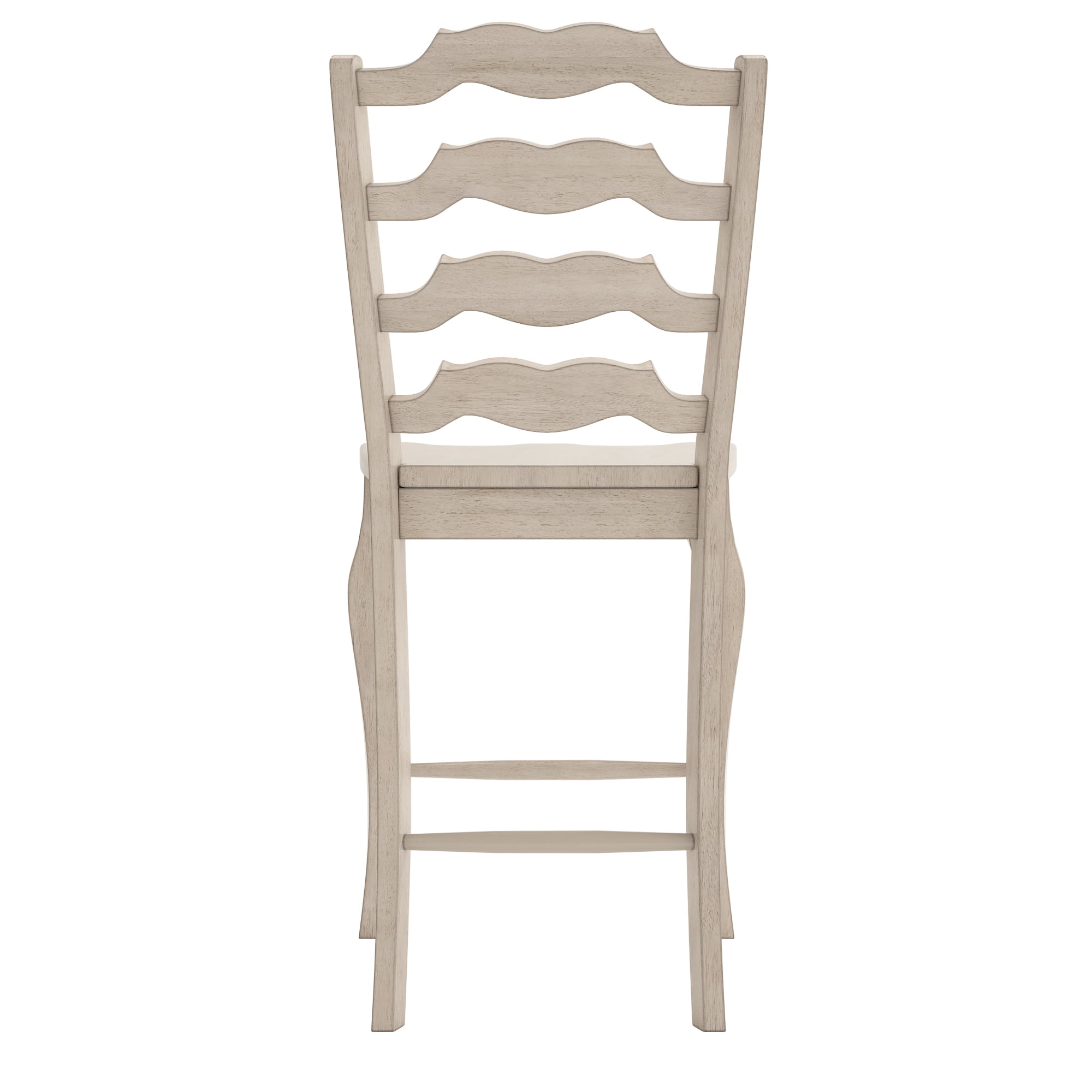 Weston Home Farmhouse Vintage French Ladder Back Solid Wood Counter Height Chair, Set of 2, Antique White