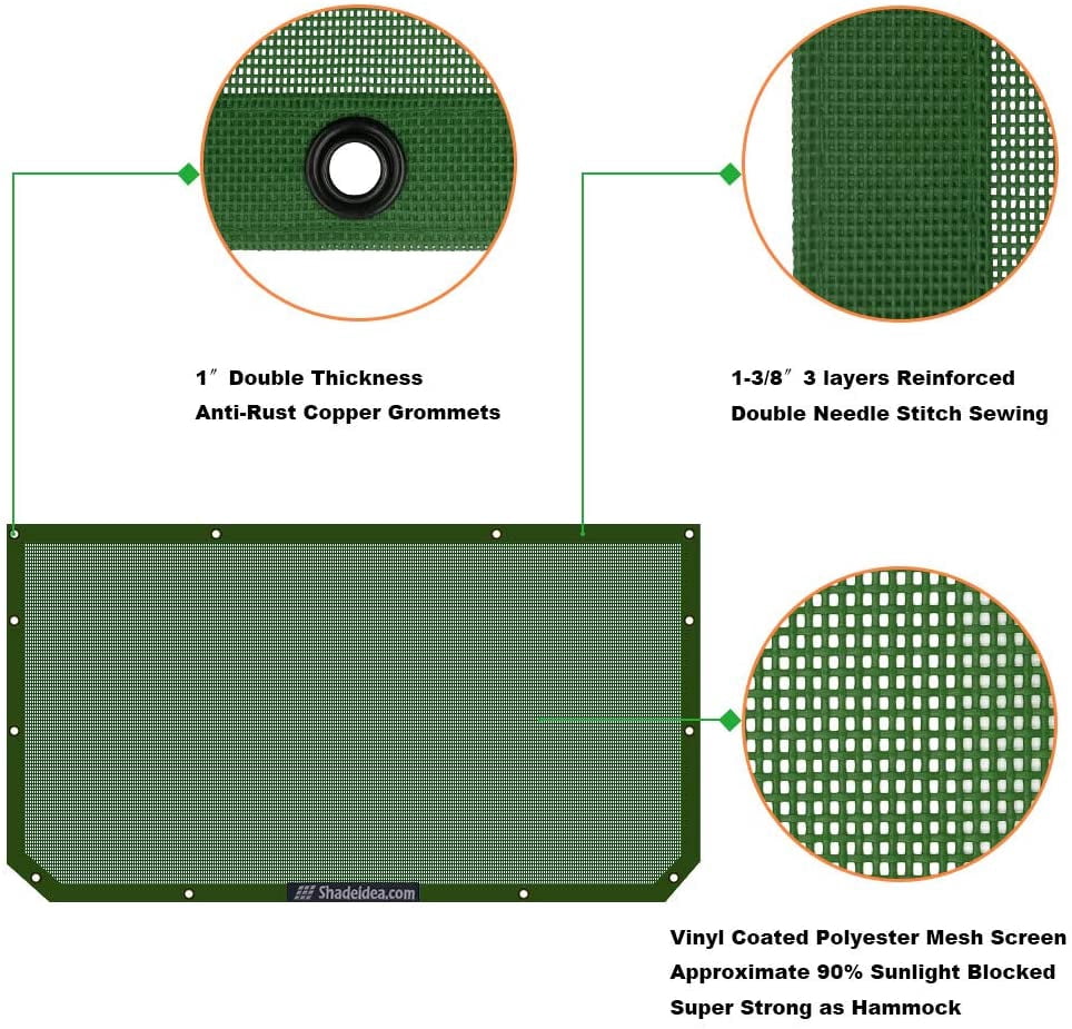 Shadeidea Jeep Wrangler Sunshade JL Unlimited (2018-Current) 2 Door and 4 Door Front-Forest Green Mesh Screen Sunshade JLU SAHARA RUBICON SPORT S Top Cover UV Blocker with Grab Bag-10 years Warranty