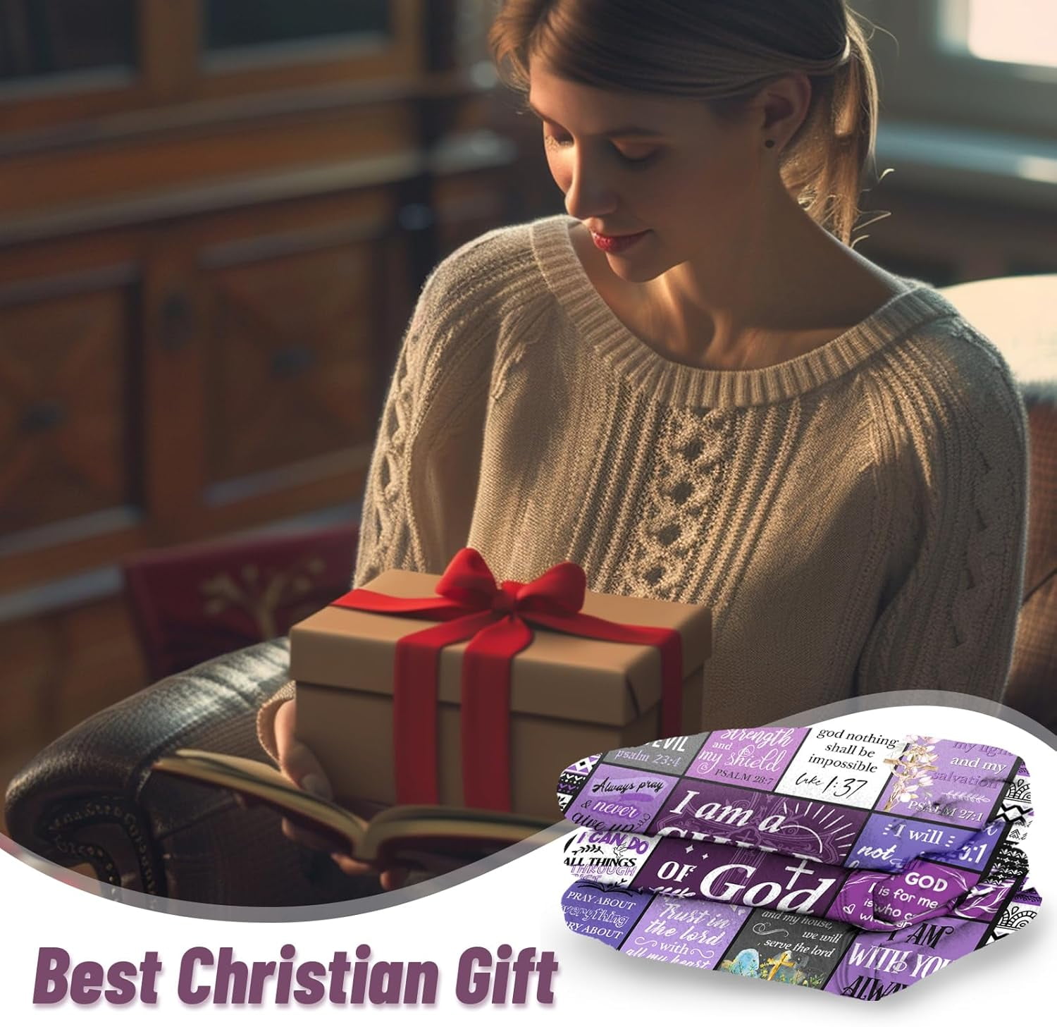 Christian Gifts for Women, Baptism Gifts for Girl, Religious Gift for Women, Christian Gift for Birthday Christmas Mothers Day - I Am A Child of God Purple Blanket