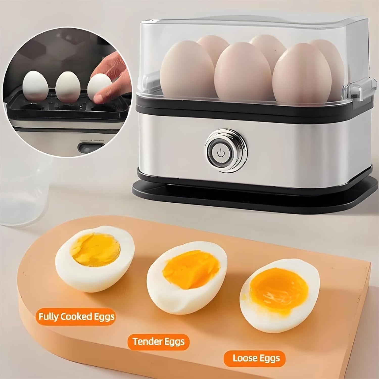 Smart Egg Cooker with Auto Shut Off, 6 Egg Cooking with Stainless Steel Egg Cooker