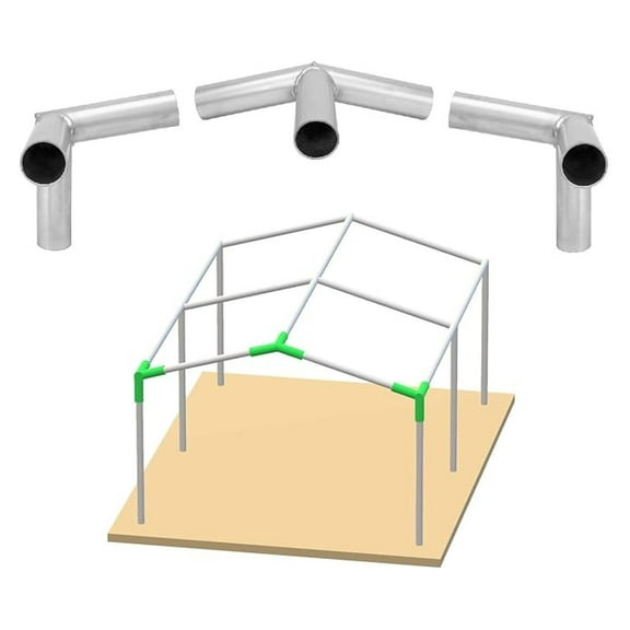Carport Canopy Frame Fittings Set 1-3/8 Inch Low Shed Tent Garage, 3 Way 3/Pack (Low Front)