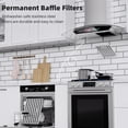 thumbnail image 5 of 36 inch Wall Mount Range Hood Tempered Glass 900 CFM, Voice/Gesture/Touch Control, Stainless Steel Kitchen Hood Vent with 4 Speed Exhaust Fan, Adjustable Lights, Memory Mode, 5 of 9