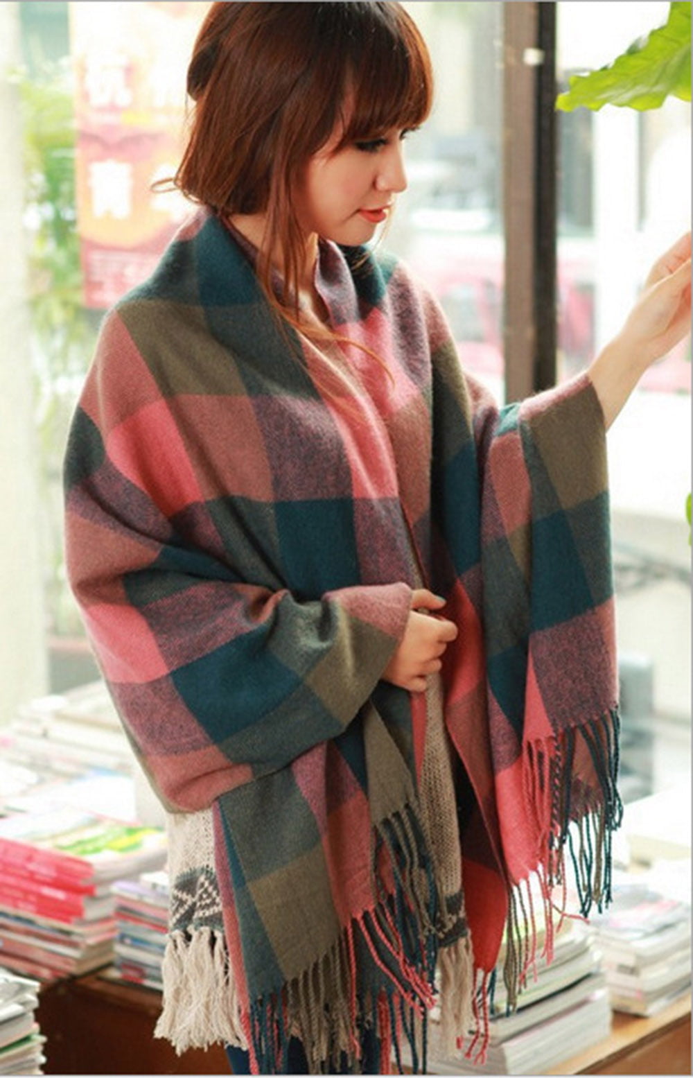 Women Scarf Fashion Long Plaid Shawls Wraps Big Grid Winter Warm Lattice Large