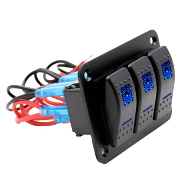 Panel de aluminio Yotijar interruptor de 3 entradas 5 pines retroiluminación LED azul