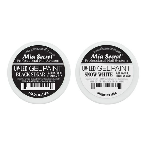 Mia Secret UV-LED Gel Paint - (5S-800) SNOW WHITE   (5S-817) BLACK SUGAR