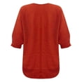 thumbnail image 5 of KBZDBZC Tshirts Shirts for Women Women's Spring Solid Round Neck Knitted Elegant 3/4 Sleeve Top Women Blouse Women T-Shirt Womens Tee Shirts (Red,XL), 5 of 5