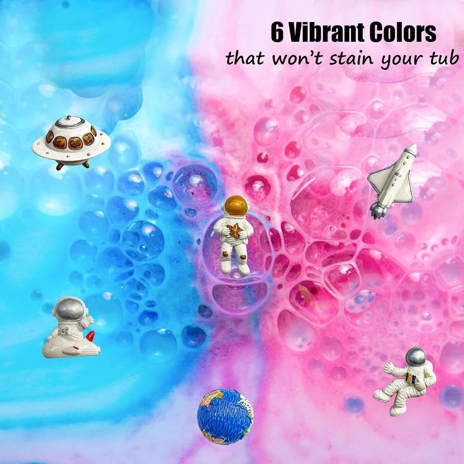 Mineral Me Galaxy Bath Bombs for Kids with Toys Inside - 6 Natural and Organic with Calming Scent