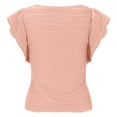 thumbnail image 4 of QIJUNTUO ​Women's Textured Ruffle Butterfly Sleeve Casual Top With Wave Design For Summer Boho Style​ Pink, 4 of 9