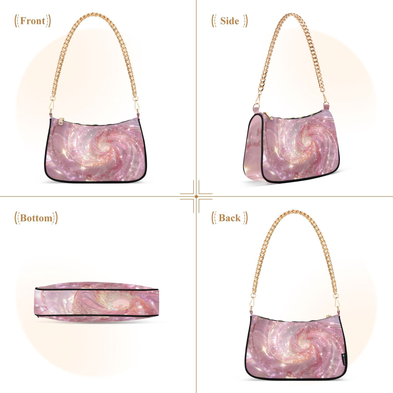 A Pink SpiralWomen Small Shoulder Bag Crossbody Tote Hobo Bags Purse Clutch Handbags with Chain Strap for Women