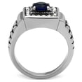 thumbnail image 3 of Luxe Jewelry Designs Men's Stainless Steel Pave Ring with Blue Montana Synthetic Glass Stone - Size, 3 of 4