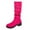 2Hot Pink, variant on Women's Slouch Round Toe Low Heel Boots Knee High Boots(Color:Brown,Size:7.5)