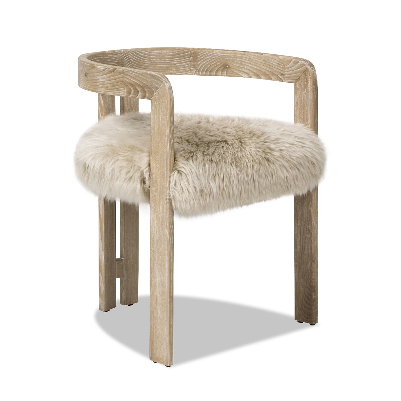 Millwick 21" Low Back Genuine Sheepskin Fur Dining Chair - Natural Blonde Fur