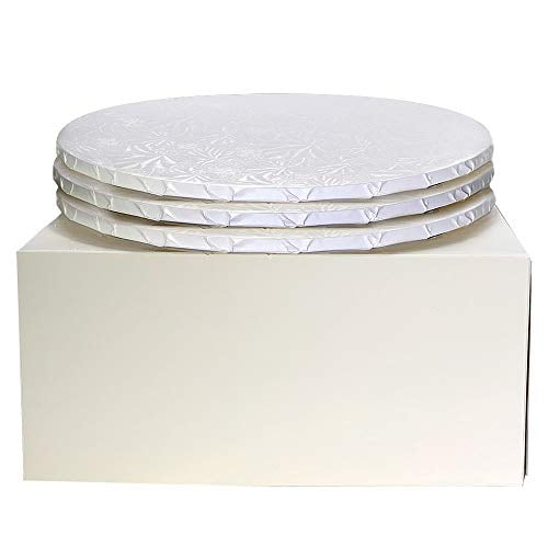 10' Combo Box Set - 10x10x5 1/2 White Cake Box with 10' White Round Drum 1/2', Pack of 3