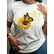 thumbnail image 1 of Butterfly & Sunflower Print T-Shirt, Casual Short Sleeve Top For Spring & Summer, Women's Clothing Tee Tee For adult, Men, Women, Teen, Teenager, adolescent, Youth, 1 of 6