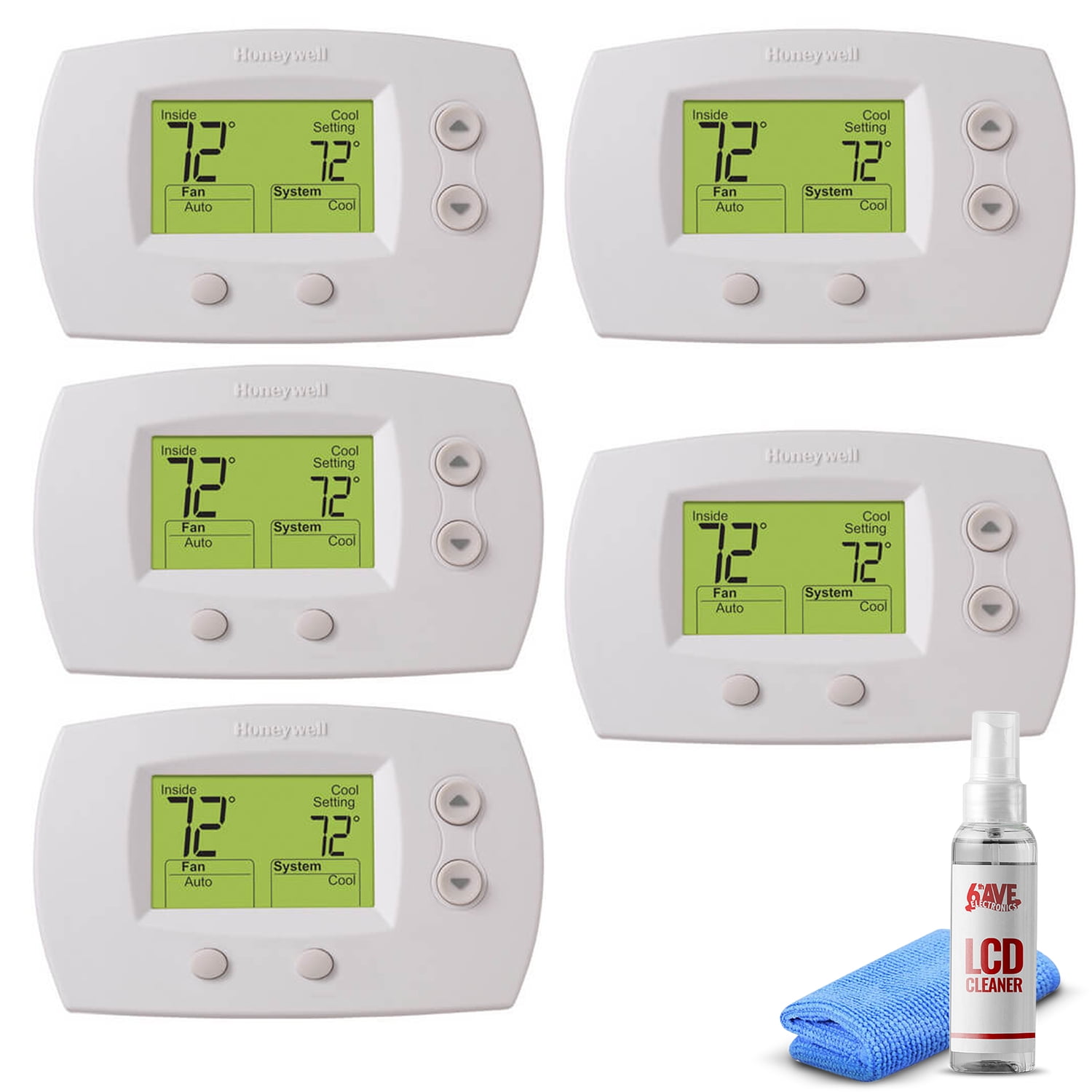 5Pack Honeywell TH5220D1029 Focuspro 5000 NonProgrammable 2 Heat and